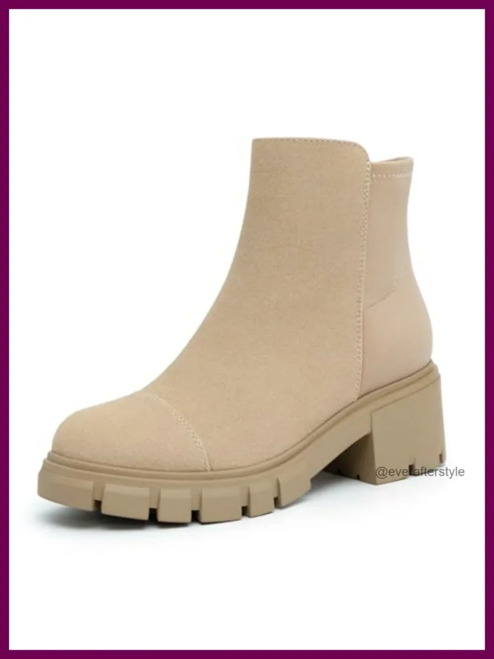 Platform Lug Sole Chunky Heel Chelsea Booties with Side Zipper
